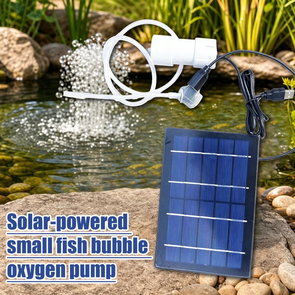 Fish Pond Aerator - Solar-Luftpumpe für Aquarien, Sauerstoffbelüfter, USB-aufladbar, leise,