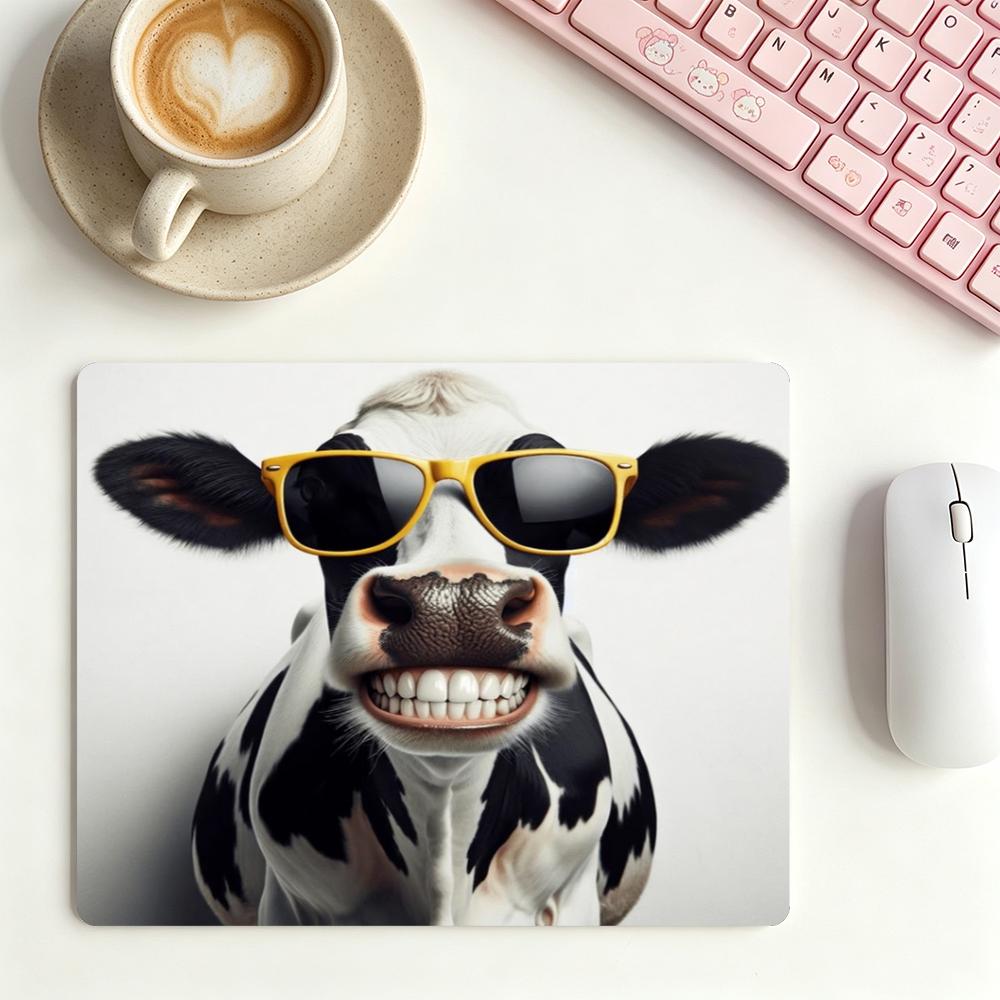 Cow Mat Rubber - Cartoon Cool Cow Gaming-Spielmatte, große Schreibtischunterlage,