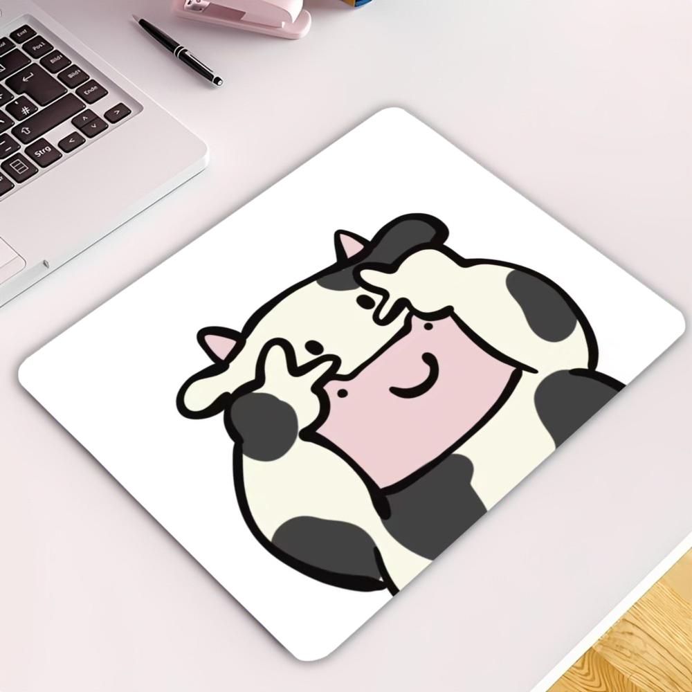 Cow Mat Rubber - Niedliches Katzen-Kuh-Gestenmuster, kleines Mauspad, rutschfeste Schreibtischunterlage