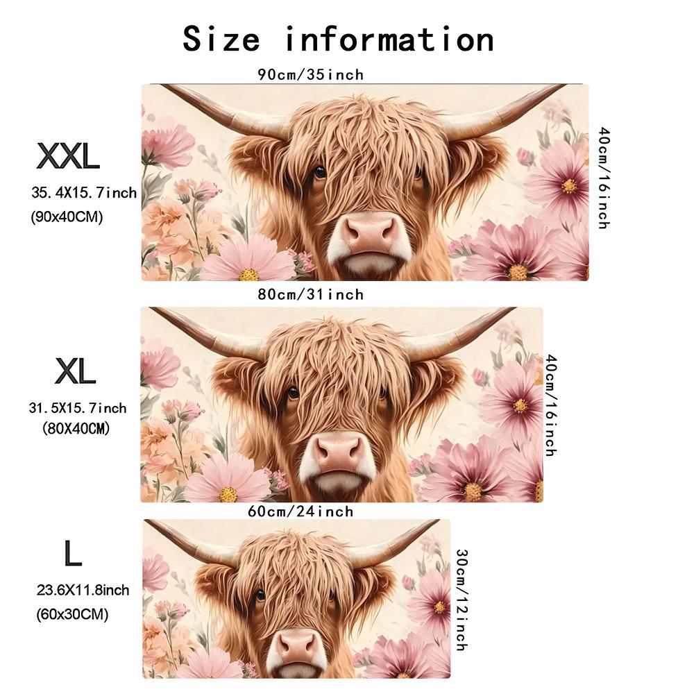 Highland Cow Pink Floral Große – Cow Mat Rubber Bewertung und Preis